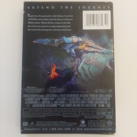 Avatar DVD 3-Disc Set Extended Collectors Edition English French Spanish - Picture 3 of 7
